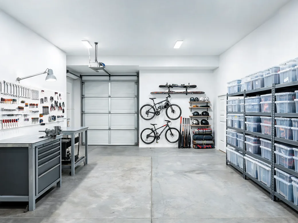 A zoned garage layout